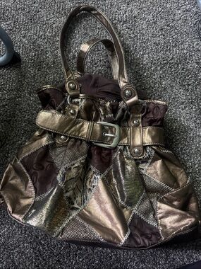 Metallic Bronze Patchwork Tote Bag - Chateau